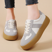 Baskets décontractées légères et tendance pour femmes, style rétro, à lacets, avec blocs de couleur, semelle épaisse, idéales pour le quotidien et le skate