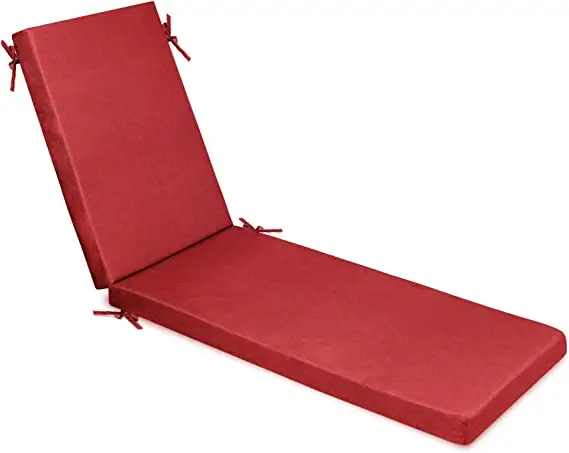 Almohada perfecta Pompeya sólido interior/exterior Patio Chaise Lounge cojín relleno de fibra de felpa, resistente a la intemperie y a la decoloración, Rojo