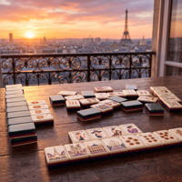 Jeu de Mahjong Américain 160 Tuiles Acryliques Thème Paris Romance Tour Eiffel Chic Femme Cadeau Vente en Gros Prêt à Expédier Livraison Rapide