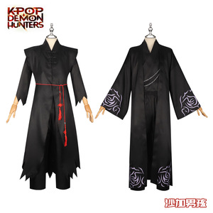 Disfraz de cosplay negro con estampado de rosas moradas, estilo kimono de manga larga para juegos de rol de anime, mayores de 14 años - Product Image 5