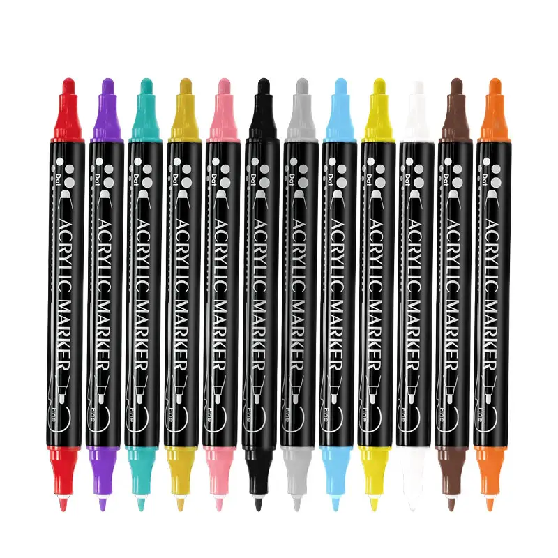 Rotuladores de pintura acrílica permanente de doble punta de 36 colores vibrantes, rotuladores de Arte de doble punta para dibujo y colorear de grafiti