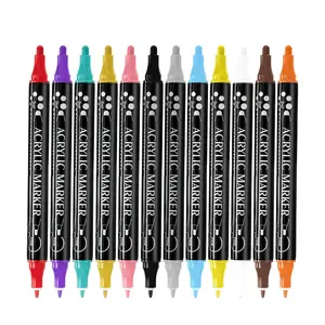 36 colori vivaci pennarelli a doppia punta per pennarelli per pittura acrilica permanente a doppio punto artistico per il disegno e la colorazione dei Graffiti