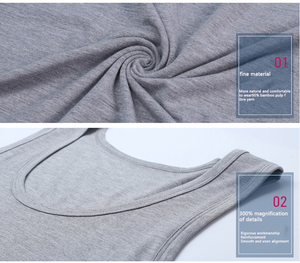 Débardeur sport en tricot personnalisé couleur unie mince 95% bambou 5% spandex pour hommes vente en gros - Product Image 3