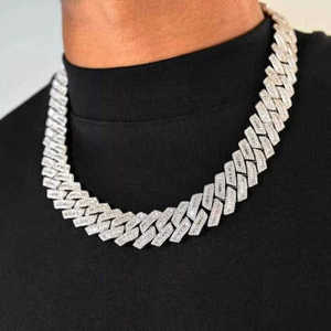 Premium Mens Cuban <b>Link</b> Chain Necklace with Lab Grown Diamond Style Sparkling Hip Hop Fashion Jewelry for Daily Wear and Parties - Product Image 2