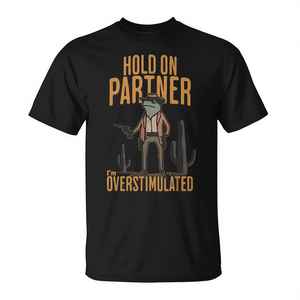 Camiseta Hold On Partner I'm Overstimulated Cowboy Frog - Product Image 2