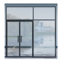 Puerta de Aluminio con Vidrio Templado de Seguridad, Insonorizada, con Rejilla Cuadrada Francesa, para Proyectos Comerciales, OEM ODM