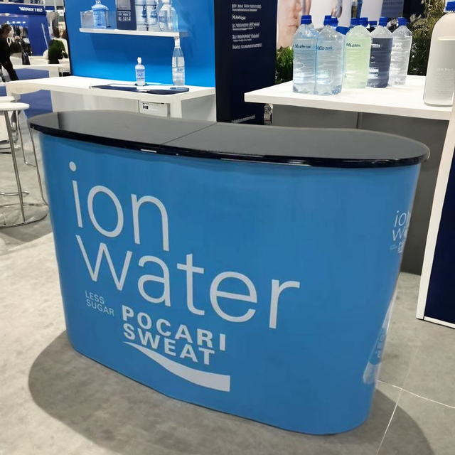 Portable Durable Aluminum Pop-Up Display Counter Stand Foldable for Promotion Tables or Marketing Displays for Reception Use