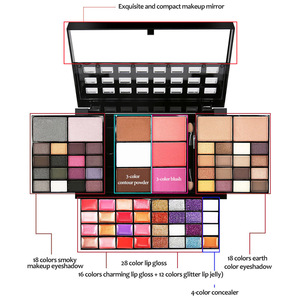 Palette Ombretti Vegana 74 Colori con Glitter Dorato, Lucidalabbra, Blush e Fondotinta in Crema 400g Modello P74 <span class=keywords><strong>Set</strong></span> - Product Image 4