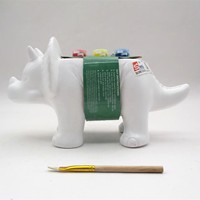 Kits d'artisanat DIY pour enfants, dinosaures de haute qualité à peindre en 6 couleurs, 1 pinceau, figurines pour enfants, porcelaine non peinte, résistante au feu, 3D