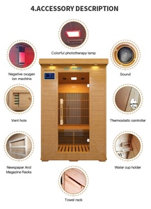 Nouveau design Sauna infrarouge électrique portable pour 2 personnes 7 chauffages Lumière colorée Panneau de commande informatique Bois de pruche massif - Product Image 6