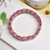 Bracelet UJBOX en pierre naturelle grain de bois rouge, facetté, poli, fait main, pour femmes et hommes, bijou de mode en cristal