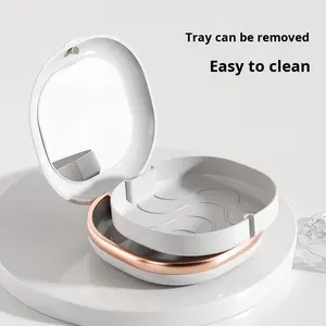 Scatola di immagazzinaggio per protesi portatile con specchio custodia conveniente per dispositivi di correzione dei denti e testine per spazzolini da denti - Product Image 3