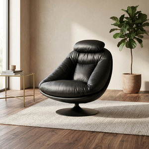 Modern Light Luxury Leather Swivel Accent Chair 360° Rotating Lazy Single <b>Sofa</b> Lounge Chair for Living Room Balcony - Product Image 1