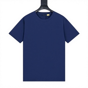 Camiseta Clásica para Hombre, Corte Clásico, Color Sólido, Algodón Premium, Cuello Redondo, Azul Marino, Estilo Preppy, Casual, Ecológica, Vintage - Product Image 2