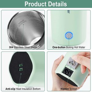 Da viaggio bollitore elettrico portatile, Mini caldaia ad acqua calda piccolo bollitore da viaggio acqua bollente veloce una tazza di acqua calda - Product Image 5