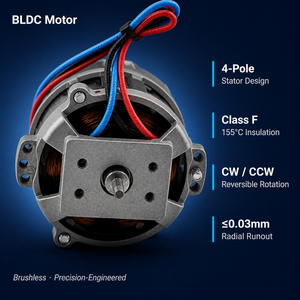 มอเตอร์ BLDC สำหรับเครื่องปั่นนมถั่วเหลืองในครัว ใช้ไฟ 220V 50Hz 4 ขั้ว คลาส F ระบบขับเคลื่อน PWM หมุนได้สองทิศทาง สายทองแดง ผลิตจากโรงงานโดยตรง - Product Image 5