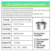 Fontaine à eau pour chat en acier inoxydable personnalisée, fontaine à eau automatique silencieuse, bol à eau circulante, fontaine pour animaux de compagnie d'intérieur pour chats