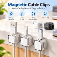 Clips magnétiques pour câbles, organisateur de câbles avec maintien magnétique puissant, support adhésif pour câbles, gestion des fils pour bureau