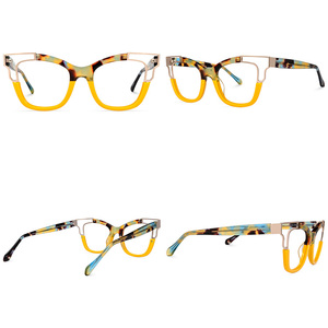 Wesee chất lượng bán buôn Cateye Acetate hoa màu đỏ rùa tím khung quang thời trang đầy màu sắc Lady cô gái phụ nữ Kính mắt - Product Image 2