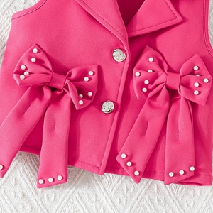 Nouvelle Collection 2026 : Ensemble Trois Pièces Fille – Blazer, Gilet Sans Manches et Jupe Plissée avec Nœud Élégant - Product Image 6