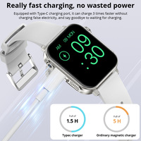 Montre connectée P80 Type-C avec écran IPS carré, bracelet en silicone, appels, surveillance de la fréquence cardiaque, étanche IP67, compatible SIM - FitPro