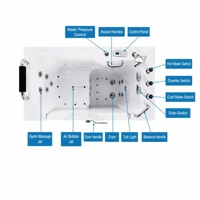 Baignoire à accès facile pour seniors, baignoire acrylique pour personnes âgées avec porte latérale et mains courantes, baignoire de massage à remous pour salle de bain de villa