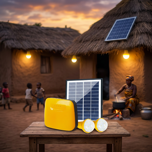 Système d'éclairage solaire domestique à double ampoule LED 1W, batterie LiFePO4 6000mAh, garantie 1 an, sortie USB pour le camping et l'utilisation domestique - Product Image 1