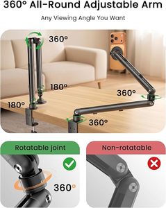 Phone Holder <b>for</b> Desk and Bed Strong Magnetic <b>Tablet</b> <b>Stand</b> Holder with Long Arm 360° Freely Adjustable Rotation Base - Product Image 2