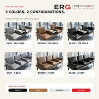 Chaise de réception de bureau rembourrée à 2 places avec table centrale pour hall d'entrée et espaces publics