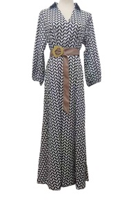 Cinturino da donna <span class=keywords><strong>con</strong></span> stampa geometrica di lunghezza media e lunga <span class=keywords><strong>con</strong></span> abito temperamento a <span class=keywords><strong>maniche</strong></span> a <span class=keywords><strong>tre</strong></span> <span class=keywords><strong>quarti</strong></span> - Product Image 3