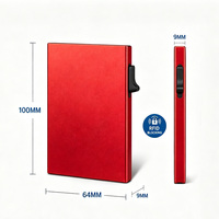 Portefeuille Minimaliste Homme Vintage OEM avec Blocage RFID, Porte-Cartes Pop-up en Aluminium Mince et Métallique à Bouton