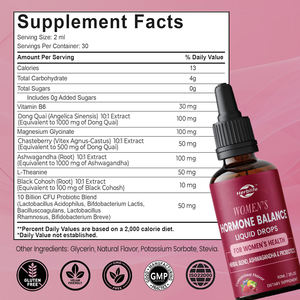 Compléments alimentaires liquides pour l'équilibre hormonal, marque privée OEM, pour femmes, soutien à la ménopause, compléments pour les troubles du cycle menstruel, à base de chaste-belle et de cohosh noir - Product Image 2