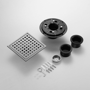 Siphon de sol carré en acier inoxydable nickel poli avec insert carrelé pour salle de bain moderne - Product Image 4