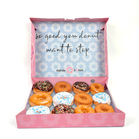 Boîte à beignets colorés avec logo personnalisé Emballage de boulangerie en papier de soie sulfurisé Boîte d'emballage de qualité alimentaire pour truffe brownie