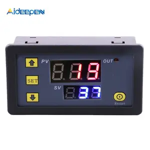 Aideepe 24V Termostat 10A Digital LED Tampilan Ganda Siklus Penundaan Timer Relay 0-999 Jam