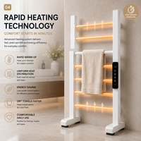 Calentador de Toallas Eléctrico Moderno de Aluminio y Acero Inoxidable, Toallero Calefactado de 6 Barras con Control Táctil Inteligente