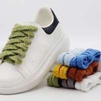 Olian Personnalisé Lacets Plats Colorés Doux et Moelleux de 15 mm de Large, Lacets de Chaussures Doux, Pelucheux et de Haute Qualité pour Sport Décontracté