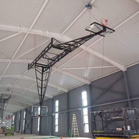 Panier de basket pliable en métal robuste pour plafond, avec anneau détachable, support réglable peu encombrant et panneau arrière en verre trempé