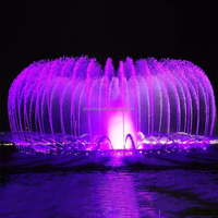 Fontaine d'eau commerciale en acier inoxydable à LED RGB à changement de couleur IP68, design moderne, ambiance décorative jour/nuit, double vue, pour B&B