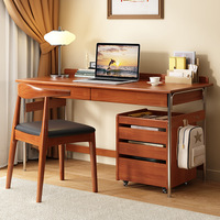 Bureau en bois massif de style nordique vintage, bureau d'étude moderne du milieu du siècle, poste de travail informatique pour la maison, bureau d'ordinateur, table de travail pour le salon