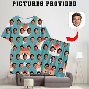 プリントオンデマンド夏ラウンドネック半袖2ピースパジャマセット7月4日カジュアル2XLラウンジウェアメンズパジャマ - Product Image 6