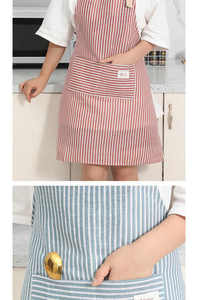 Thiết Kế Mới Tùy Chỉnh Cotton Linen Nhà Bếp Máy Chủ Tạp Dề Bib Nấu Ăn In Tùy Chỉnh Thêu Biểu Tượng Đầu Bếp Sọc Tạp Dề - Product Image 5