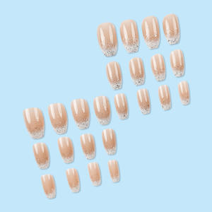 24 <span class=keywords><strong>Uñas</strong></span> Postizas de Ballet Medianas <span class=keywords><strong>con</strong></span> Purpurina, Diseños Franceses, <span class=keywords><strong>Uñas</strong></span> Acrílicas <span class=keywords><strong>Cortas</strong></span> de Color Rosa, Puntas de Cobertura Completa - Product Image 4