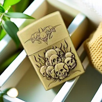 Briquet à kérosène en métal coupe-vent, design fantaisie, série Happy, motif tête de fantôme en relief, avec allumage à coton, cadeau créatif
