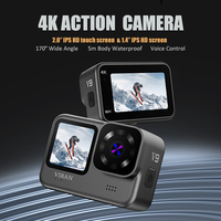 Caméra d'action portable 4K d'usine avec EIS 6 axes, écran tactile 2,0 pouces, caméra vidéo selfie, étanche 25 m, pour casque de vélo et sports de plein air