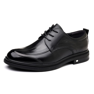 Chaussures en cuir pour hommes 2026 – Nouvelle collection printemps – Style britannique décontracté et habillé pour le quotidien – Noir à lacets en cuir véritable - Product Image 1