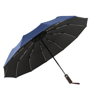 12-bone Double Keel Three-fold <b>Automatic</b> Folding Black Glue Sunscreen Rain Dual-use Sunshade Manufacturers Spot Printing - Product Image 1