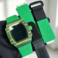 Dernière montre mécanique automatique à chaîne française blanche 6702, boîtier blanc, bracelet en nylon bleu, montre de loisirs et d'affaires pour homme
