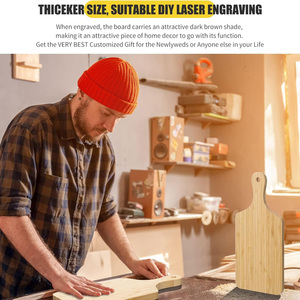 <span class=keywords><strong>Planche</strong></span> à découper en bambou épaisse en vrac <span class=keywords><strong>bois</strong></span> à découper artisanat servant des planches de charcuterie pour bricolage mariage pendaison de crémaillère cadeau (poignée) - Product Image 3