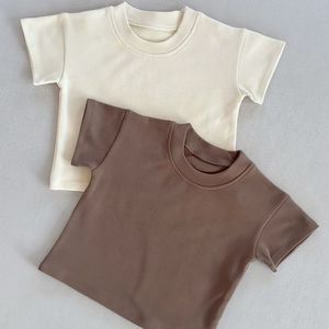 100% enfants T-shirt été nouveaux garçons filles à manches courtes fond bébé solide haut coton enfants <span class=keywords><strong>chemise</strong></span> - Product Image 3